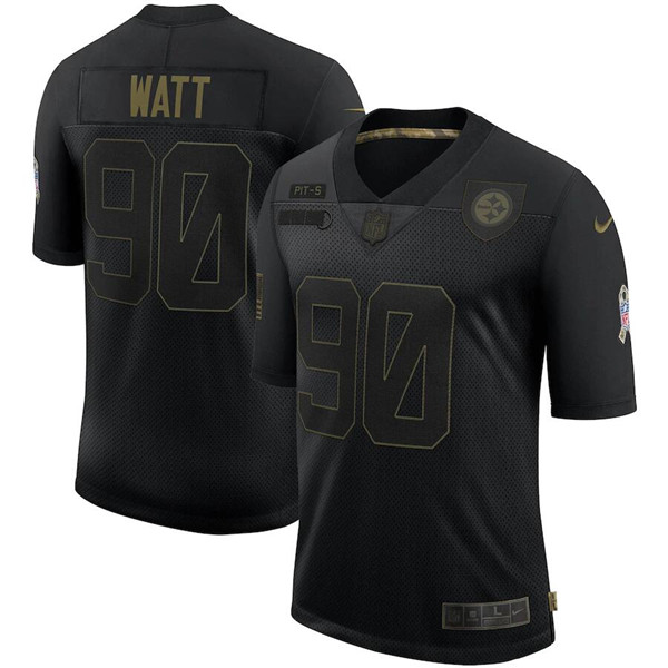 Men's Pittsburgh Steelers #90 T. J. Watt Black 2020 Salute To Service Limited Stitched NFL Jersey
